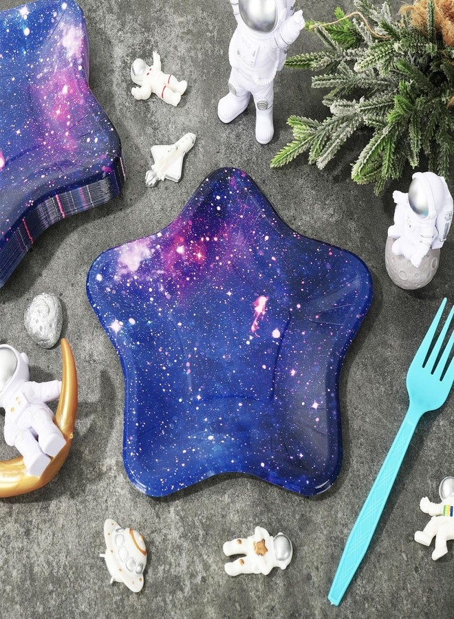 Whaline 40Pcs Star Paper Plates Galaxy Space Disposable Plates Colorful for Holiday Birthday Wedding Tableware Decorative, 7.1 x 6.7 Inch - Image 5